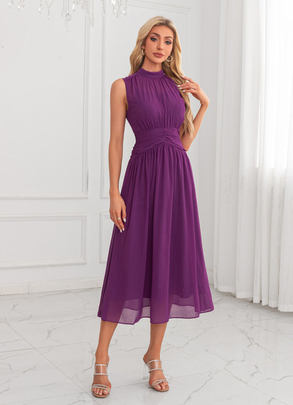 Robe Portefeuille Plissée Violet Chic - gallery 1