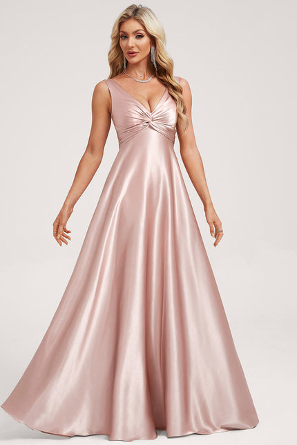 Robe Portefeuille Satin Rose Chic - gallery 1