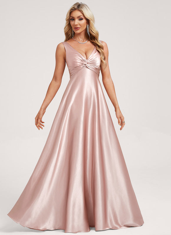 Robe Portefeuille Satin Rose Chic - gallery 1