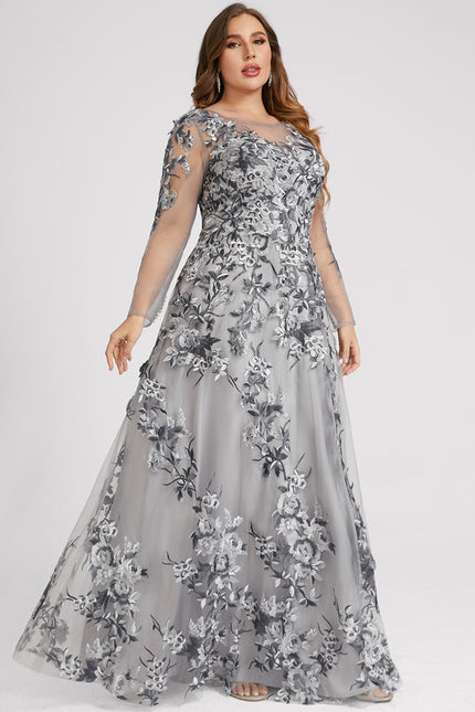 Robe Portefeuille Florale Grise - gallery 9