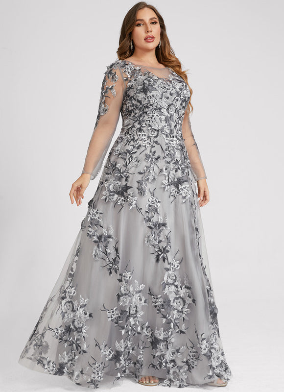 Robe Portefeuille Florale Grise - gallery 9