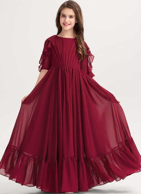 Robe Portefeuille Volants Bordeaux