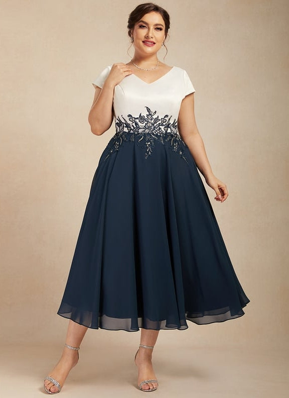 Robe Portefeuille Élégance Marine Satinée - gallery 6