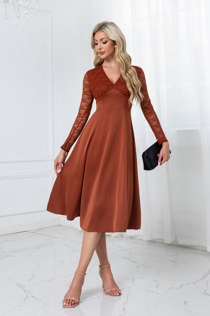 Robe Portefeuille Midi Rouille Élégante - gallery 1