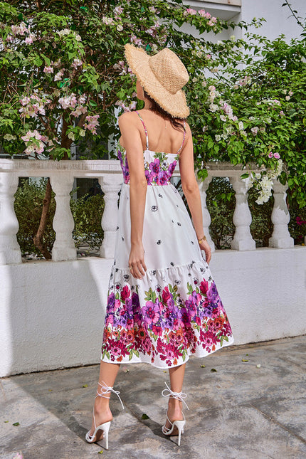 Robe Portefeuille Midi Évasée Fleurie - gallery 3