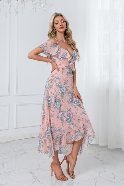 Robe Portefeuille Fleurie Noire - gallery 9