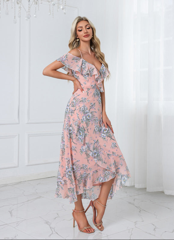 Robe Portefeuille Fleurie Noire - gallery 9