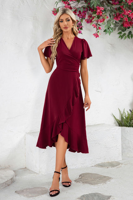 Robe Portefeuille Bordeaux Chic