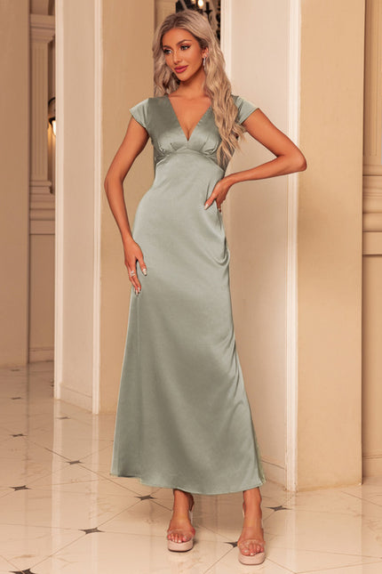 Robe Portefeuille Satinée Vert Pâle