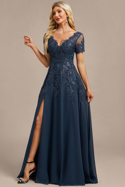 Robe Longue Portefeuille Bleu Marine - gallery 6