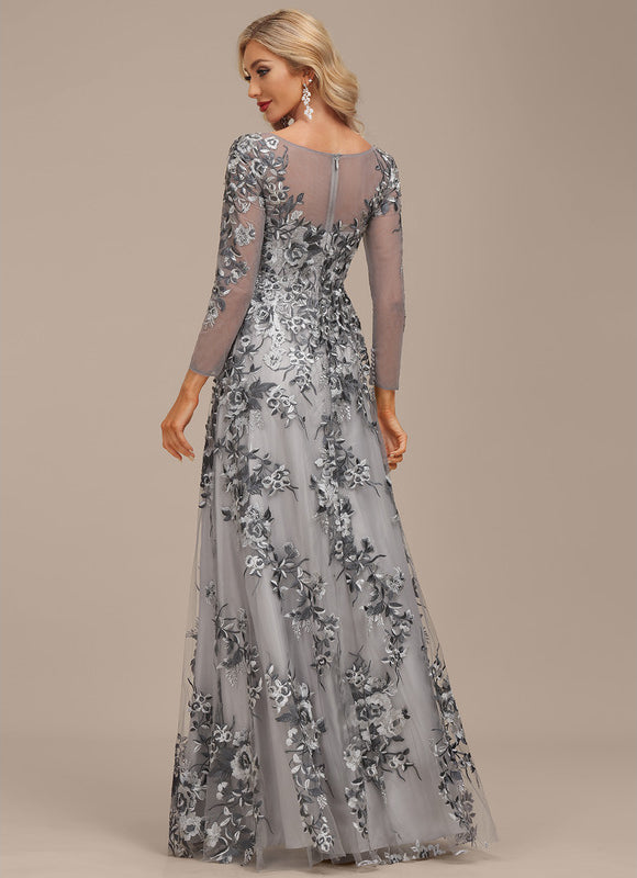 Robe Portefeuille Florale Grise - gallery 4