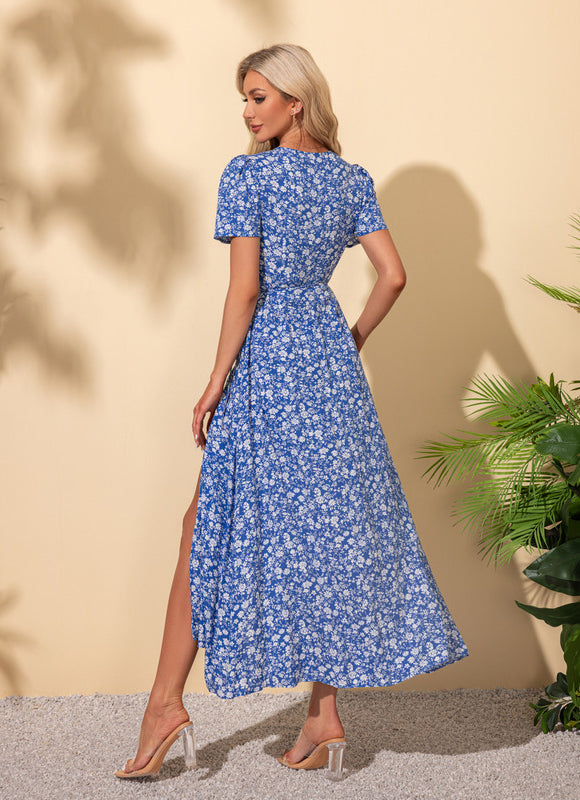 Robe Portefeuille Florale Azur - gallery 4