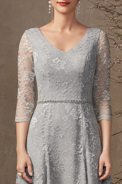 Robe Portefeuille Grise Florale - gallery 7