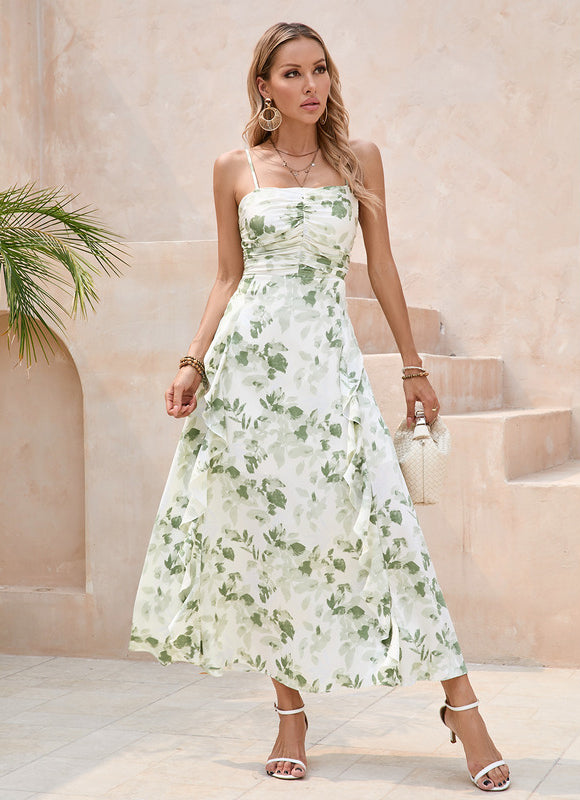 Robe Portefeuille Florale Verte - gallery 3