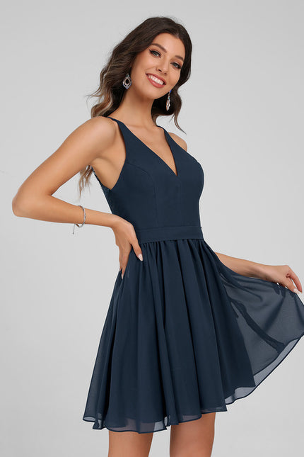 Robe Portefeuille Chiffon Marine - gallery 1