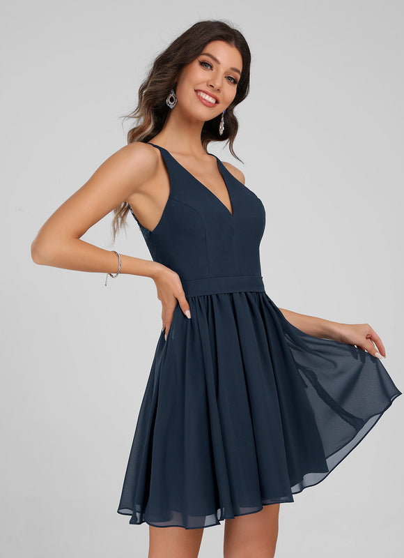 Robe Portefeuille Chiffon Marine - gallery 1