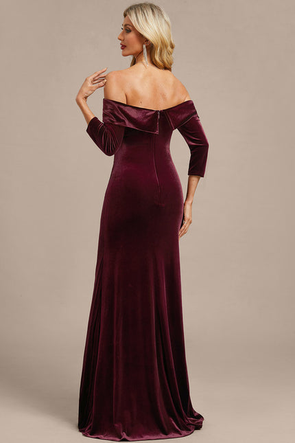 Robe Portefeuille Velours Bordeaux - gallery 6