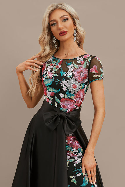 Robe Portefeuille Satinée Fleurie - gallery 1