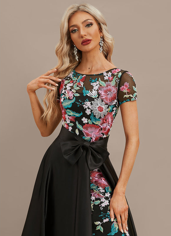 Robe Portefeuille Satinée Fleurie - gallery 1