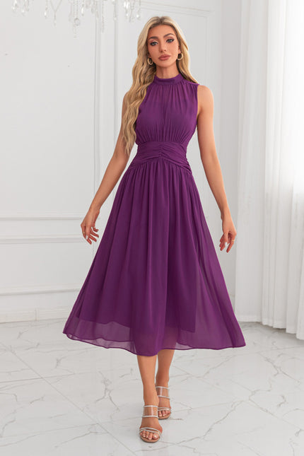 Robe Portefeuille Plissée Violet Chic - gallery 4