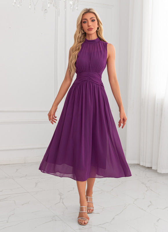Robe Portefeuille Plissée Violet Chic - gallery 4