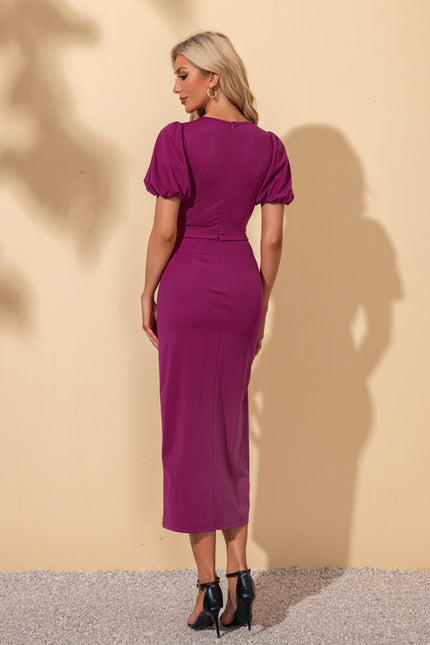 Robe Portefeuille Prune Élégante - gallery 2
