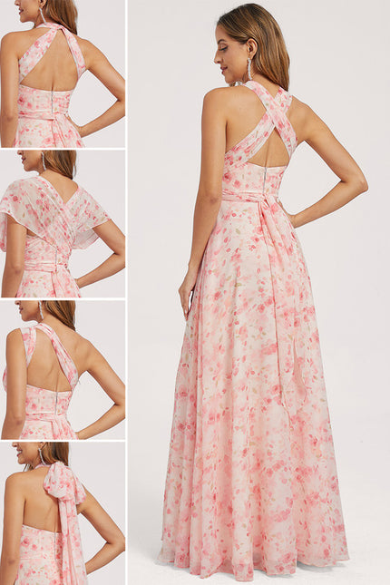 Robe Portefeuille Fleurie Poudrée - gallery 1