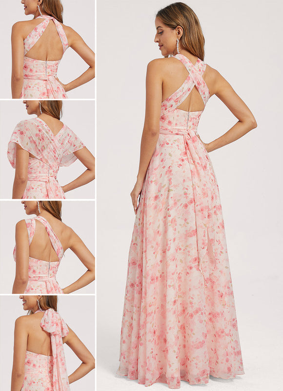 Robe Portefeuille Fleurie Poudrée - gallery 1