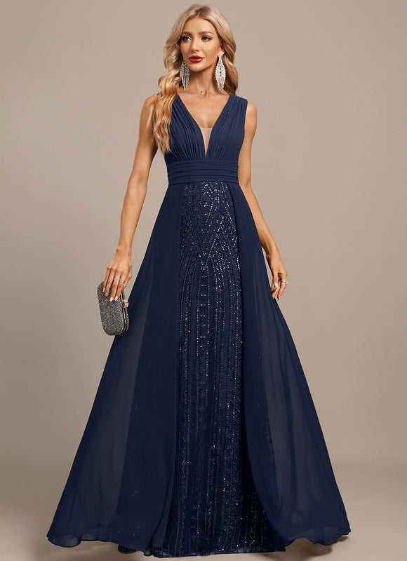 Robe Portefeuille Soirée Marine Scintillante - gallery 4