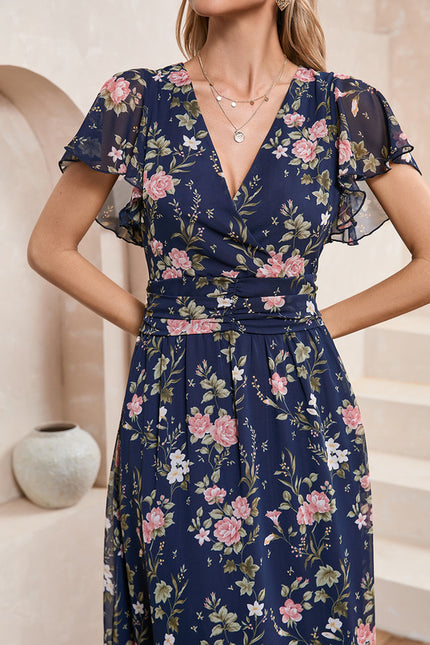 Robe Portefeuille Florale Navy - gallery 2