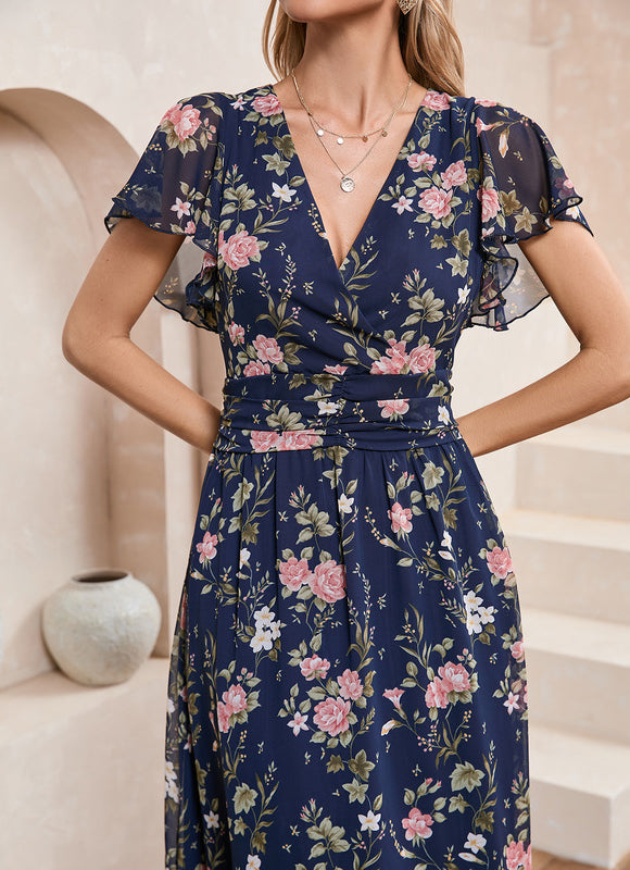 Robe Portefeuille Florale Navy - gallery 2
