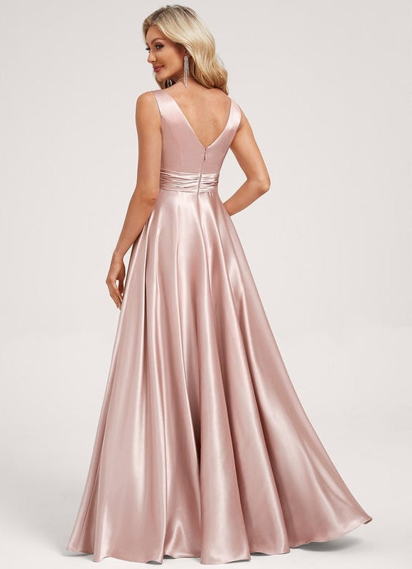 Robe Portefeuille Satin Rose Chic - gallery 4