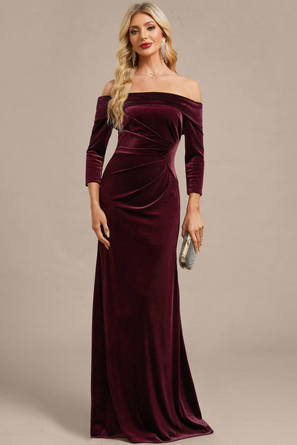 Robe Portefeuille Velours Bordeaux