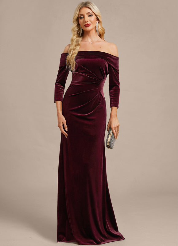 Robe Portefeuille Velours Bordeaux