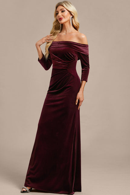 Robe Portefeuille Velours Bordeaux - gallery 4
