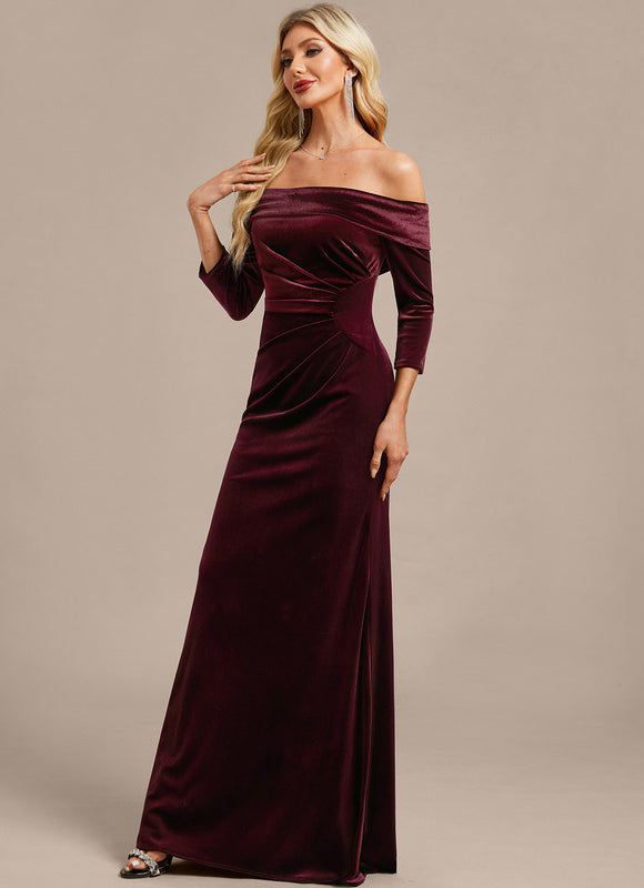 Robe Portefeuille Velours Bordeaux - gallery 4