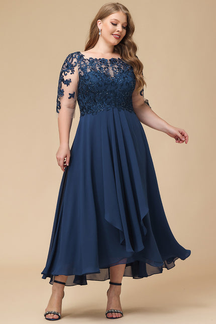 Robe Portefeuille Évasée Marine - gallery 9