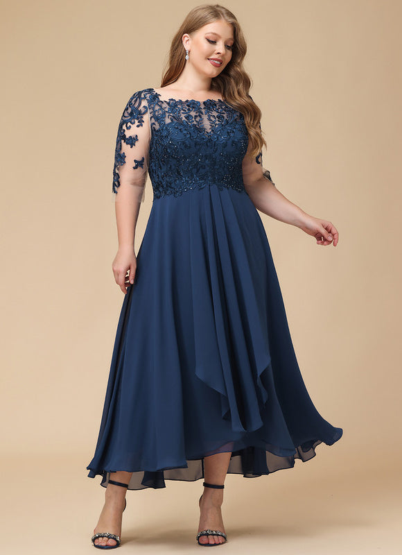 Robe Portefeuille Évasée Marine - gallery 9