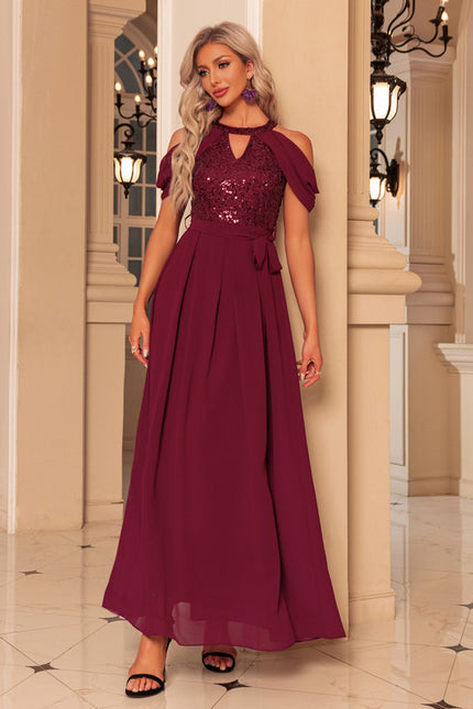 Robe Portefeuille Bordeaux Scintillante - gallery 5