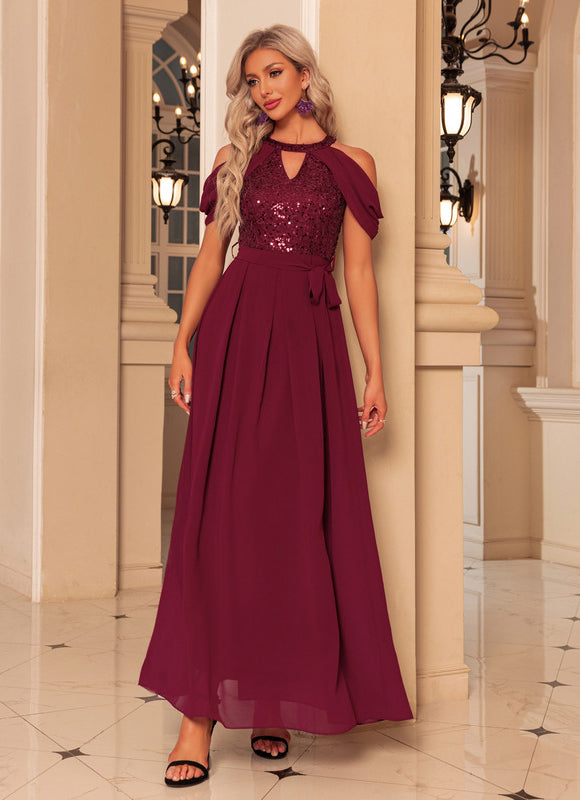 Robe Portefeuille Bordeaux Scintillante - gallery 5
