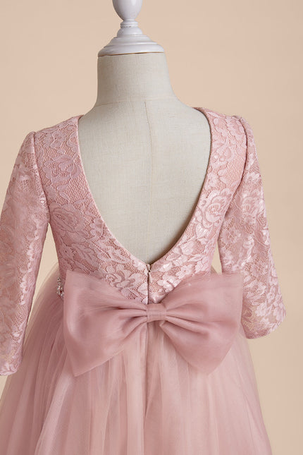Robe Portefeuille Tulle Rose Poudré - gallery 7
