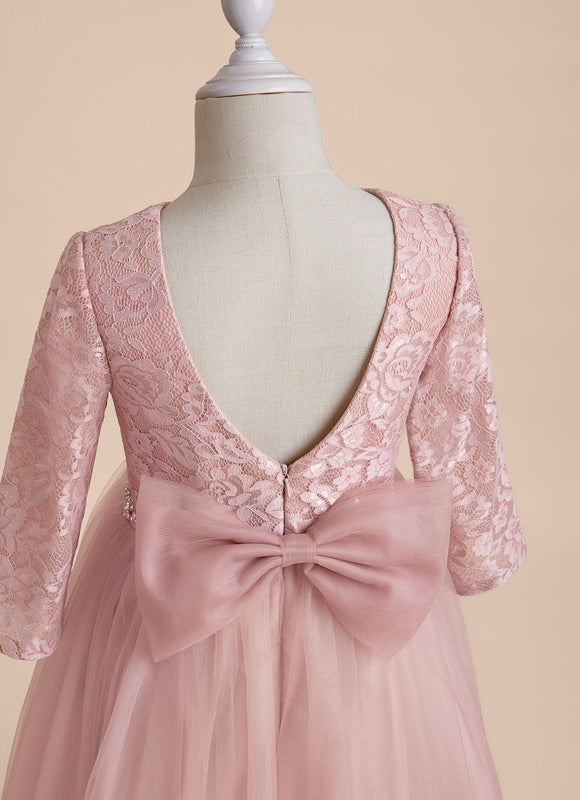 Robe Portefeuille Tulle Rose Poudré - gallery 7