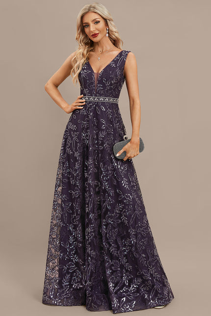Robe Portefeuille Violet Pailleté - gallery 4