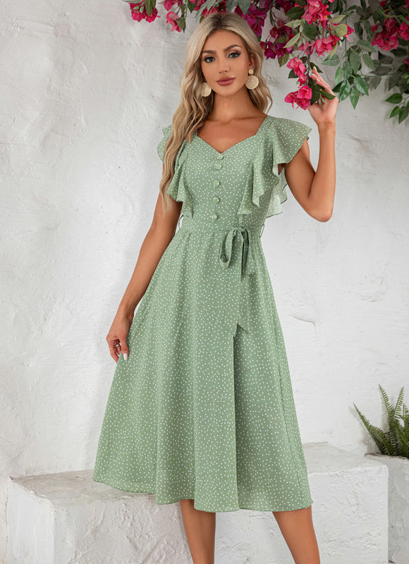 Robe Portefeuille Verte Pois - gallery 2