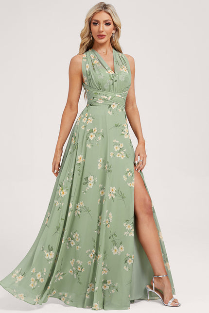 Robe Portefeuille Fleurie Poudrée - gallery 2