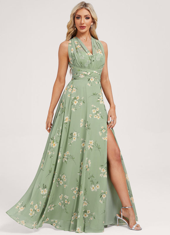 Robe Portefeuille Fleurie Poudrée - gallery 2