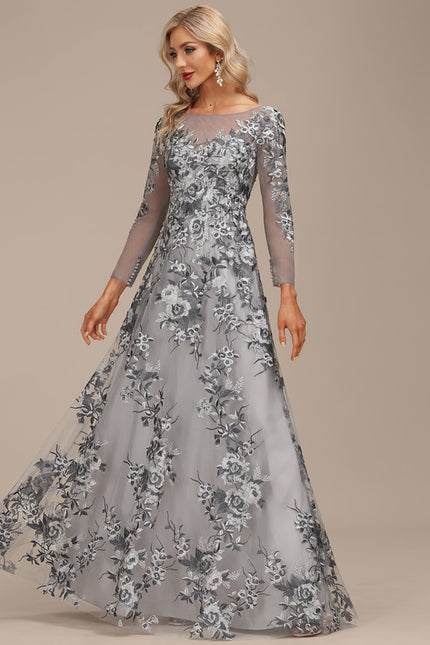 Robe Portefeuille Florale Grise - gallery 3