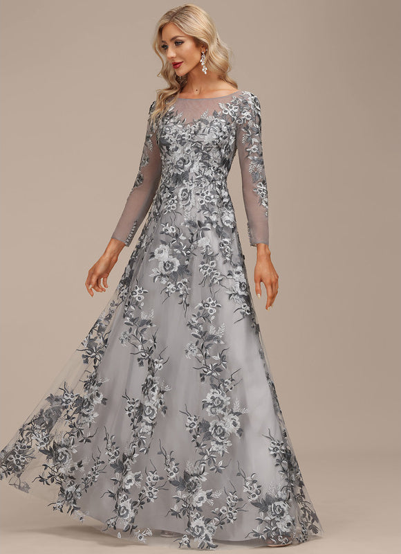 Robe Portefeuille Florale Grise - gallery 3