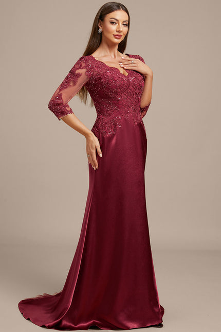 Robe Portefeuille Satin Bordeaux Élégante - gallery 6