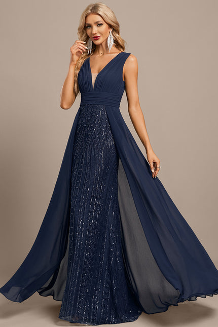 Robe Portefeuille Soirée Marine Scintillante